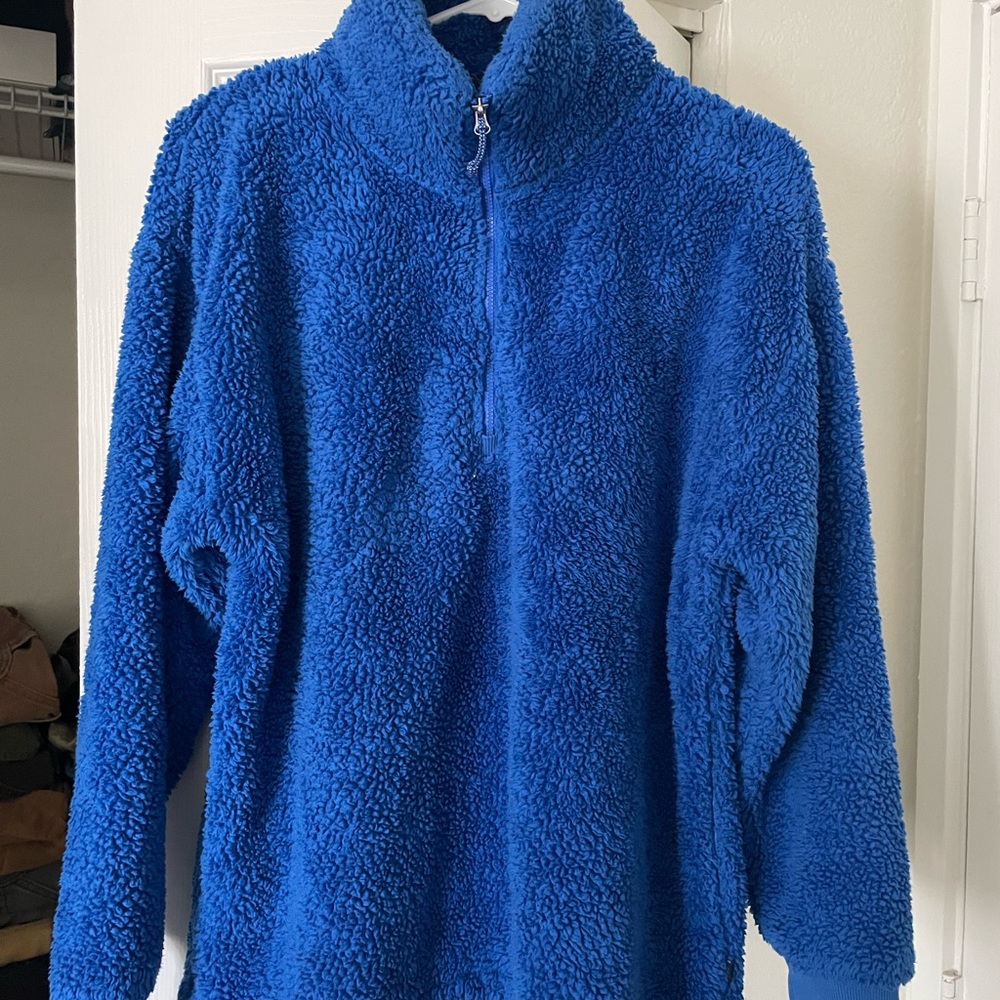 Eddie Bauer Bright Blue Sherpa Half-Zip Pullover